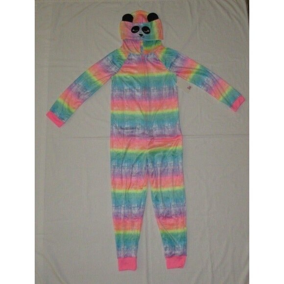 NEW One-Piece Pajamas Fleece Size S (7) Blanket Sleeper Union Suit Hooded Panda - Picture 2 of 9